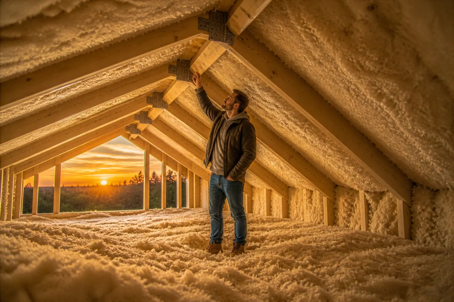 couple checking roof insulation structure